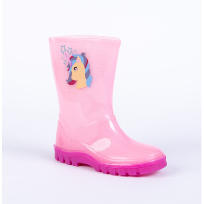 Woodstock Kids Pink Unicorn Wellington Boots