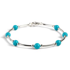 Bead Tube Bangle In Silver And Turquoise Default Title