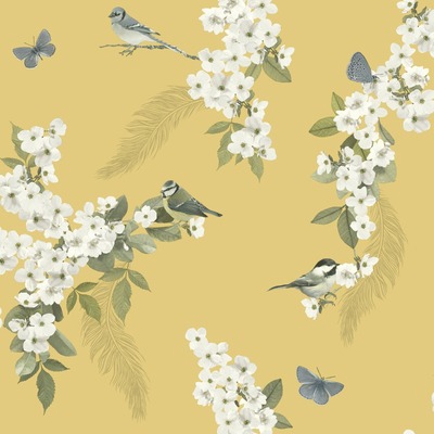 Mitzu Bird Wallpaper Ochre Yellow World of Wallpaper 900104
