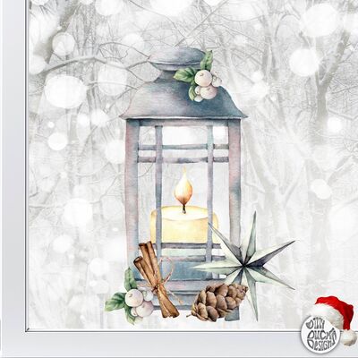 Christmas Lantern & Star Window Decal - 45 x 65 cm