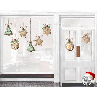 8 Christmas Cookies Shop Window Decals - Large Set