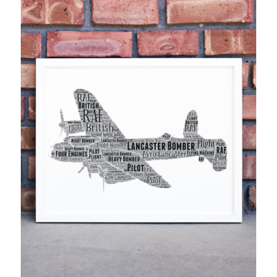 Personalised RAF Lancaster Bomber Plane Word Art Print