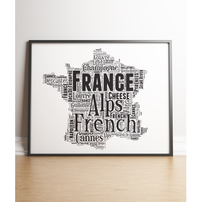 France Map Word Art Print
