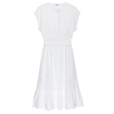 Ashlyn Linen Mix Dress - White Lace Detail
