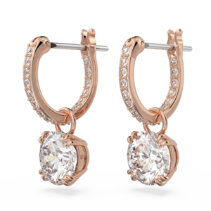 Swarovski Constella Drop Earrings Round Cut White Rose Gold Tone Plated 5639975