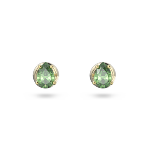 Swarovski Stilla Stud Earrings Pear Cut Green Gold Tone Plated 5639120