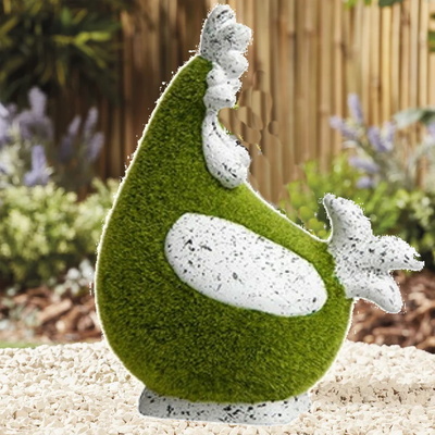 30cm Ceramic Flocked Grass Cockerel Garden Patio Ornament