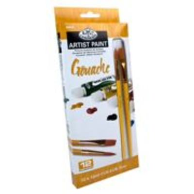 Pack Of 12 Essentials Range Artist Gouache Paints And 2 Brushes