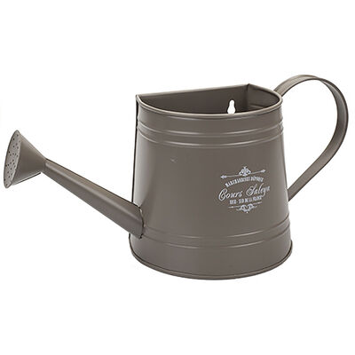 French Style Watering Can Vintage Metal Shabby Chic Planter - Grey