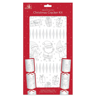 Pack of Six Make and Fill Your Own 34cm DIY Christmas Crackers Kit - Colour Your Own