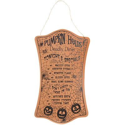 Scary Food Menu Specials Board Halloween Hanging Party Decoration - Orange Pumpkin Heads Menu