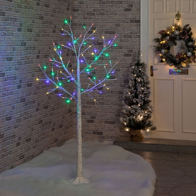 1.8m Birch Tree With 80 Multi-Coloured LEDs