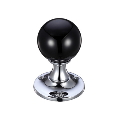 Zoo Hardware Fulton & Bray Black Glass Ball Mortice Door Knobs, Polished Chrome - FB400CPBL (sold in pairs) POLISHED CHROME