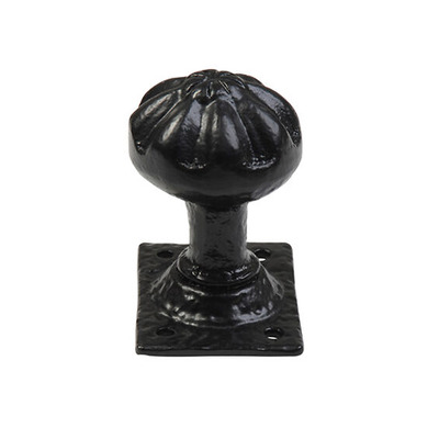 Kirkpatrick Un-Sprung Black Antique Malleable Iron Floral Mortice Door Knob - AB1203 (sold in pairs) BLACK ANTIQUE FINISH