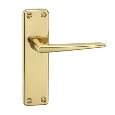Urfic Royale Traditional Range Door Handles On Backplate, Polished Brass - 1260-325-01 (sold in pairs) EURO PROFILE LOCK (WITH CYLINDER HOLE)