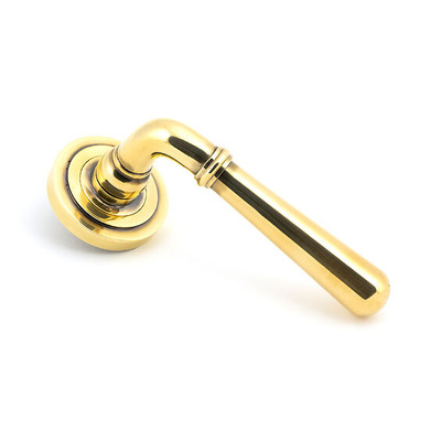From The Anvil Newbury Door Handles On Art Deco Rose, Aged Brass - 45756 (sold in pairs) AGED BRASS - SPRUNG