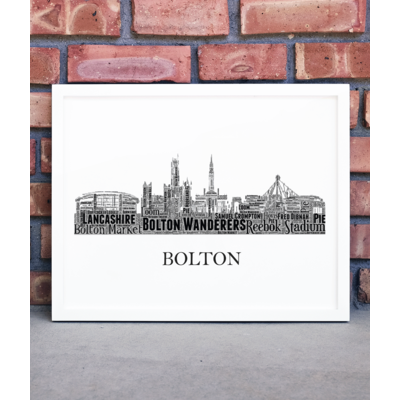Personalised Bolton Skyline Word Art Picture Frame