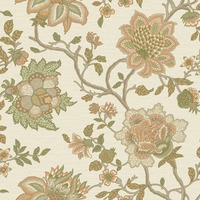 Jacobean Floral Trail Wallpaper Orange / Sage Green Holden 13591