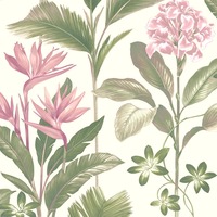 Oliana Floral Wallpaper Green / Pink Belgravia 8495