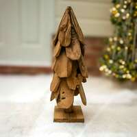 Natural Teak Wooden Christmas Tree - 60cm