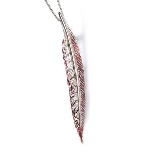 Handpainted Pheasant Bird Feather Necklace In Silver 16 42cm