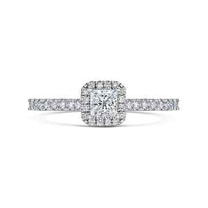 Princess Cut Diamond Halo Ring 061cts