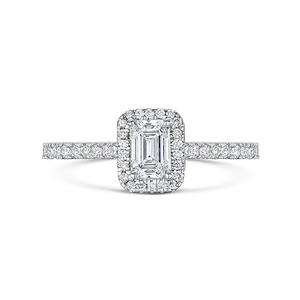 Emerald Cut Diamond Halo Ring 085ct