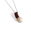 Click to view product details and reviews for Curved Pearl Necklace In Silver And Cherry Amber 16 42cm.