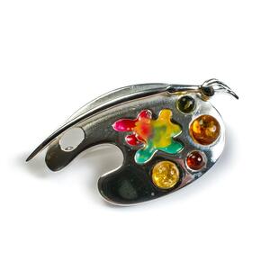 Artist Palette Brooch In Silver Default Title