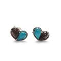Click to view product details and reviews for Heart Stud Earrings In Silver Turquoise And Cherry Amber Default Title.