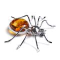 Click to view product details and reviews for Handmade Large Spider Brooch In Silver And Amber Cognac.