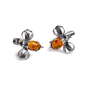 Bumble Bee Bumblebee Cufflinks In Silver And Cognac Amber Cognac