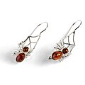 Click to view product details and reviews for Spider On Web Hook Earrings In Silver And Amber Default Title.