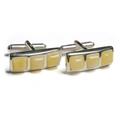 Click to view product details and reviews for Rectangular Trio Cufflinks In Silver And Milky Amber Default Title.
