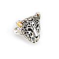 Click to view product details and reviews for Magnificent Leopard Head Ring In Silver And Amber L.