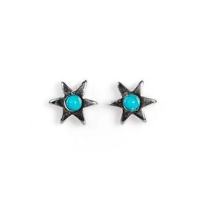 Little Star Stud Earrings In Silver And Turquoise Default Title