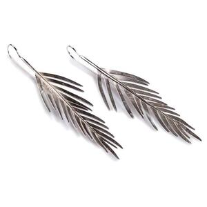 Large Areca Palm Leaf Drop Earrings In Silver Default Title