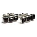 Click to view product details and reviews for Rectangular Trio Cufflinks In Silver And Cherry Amber Default Title.