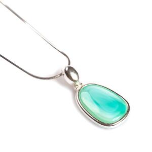 Pastel Green Necklace Set In Silver 16 42cm