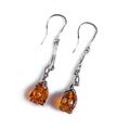 Click to view product details and reviews for Romantic Rose Drop Earrings In Silver And Amber Default Title.