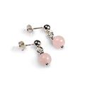 Click to view product details and reviews for Drop Ball Earrings In Silver And Rose Quartz Default Title.