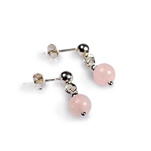 Drop Ball Earrings In Silver And Rose Quartz Default Title