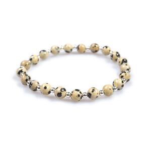 Stretch Bead Bracelet In Silver And Dalmatian Jasper Default Title