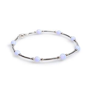 Bead Tube Bracelet In Silver And Blue Lace Agate Default Title
