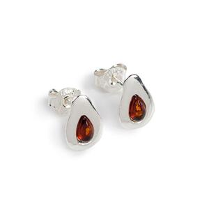 Avocado Stud Earrings In Silver And Cognac Amber Default Title