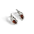Click to view product details and reviews for Miniature Peacock Feather Stud Earrings In Silver And Amber Default Title.