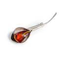 Click to view product details and reviews for Lily Flower Brooch In Silver And Cognac Amber Default Title.