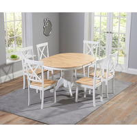 Phylis Round Oak & White Extending Dining Table