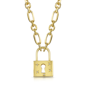 Rox Lox Padlock Diamond Necklace 001ct