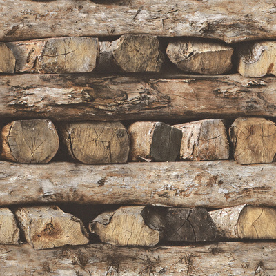 Stacked Logs Wallpaper Rasch 931808
